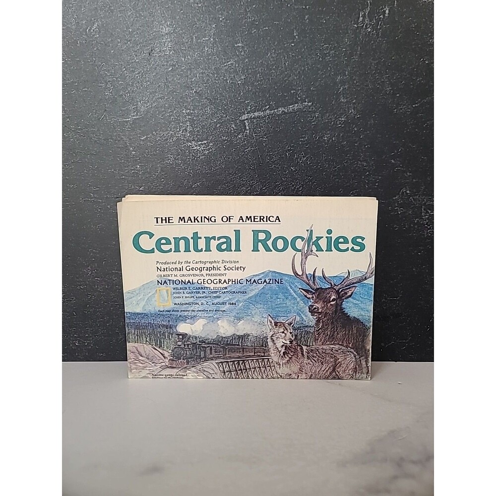 National Geographic August 1984 Map The Making of America Central Rockies